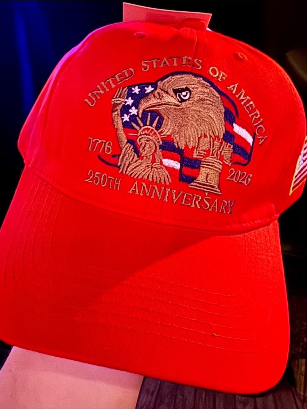 Red 250th Anniversary USA Eagle Baseball Cap